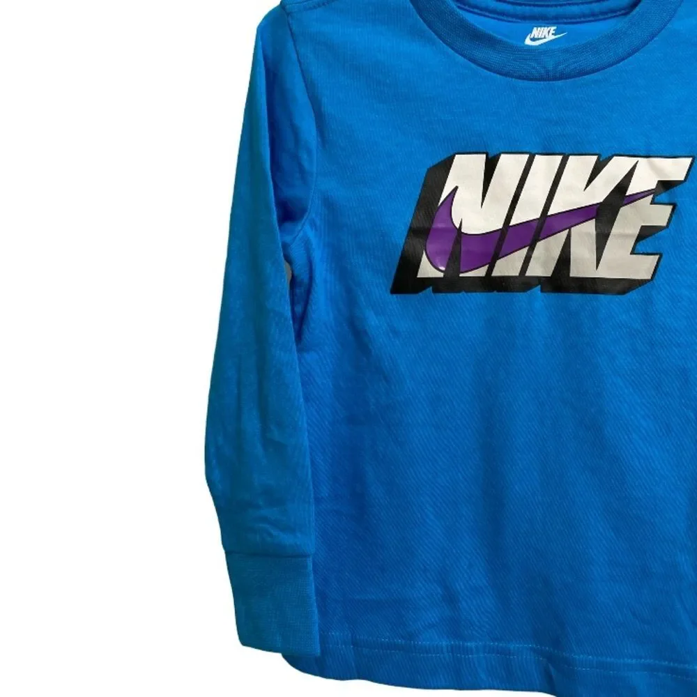 NWT Nike Toddler Long Sleeve Logo T-Shirt Tee Size 2T 1-2 Years Blue Vacation